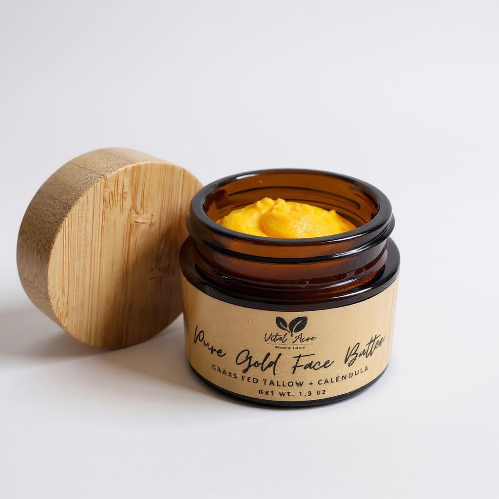 Pure Gold Tallow Face Butter with lid off